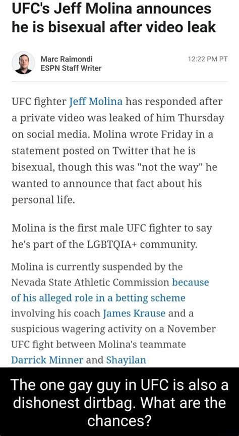 jeff molina oral video|UFCs Jeff Molina announces he is bisexual after video leak